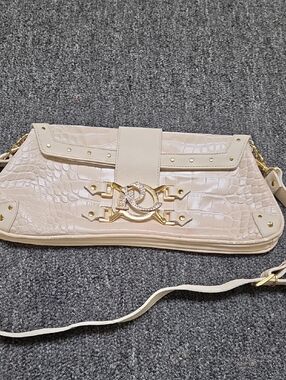 Ripani Croc-Embossed Crossbody Bag with Gold Accent